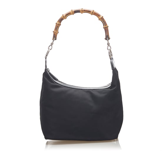Vintage Gucci Bamboo Nylon Shoulder Bag Black - Image 1