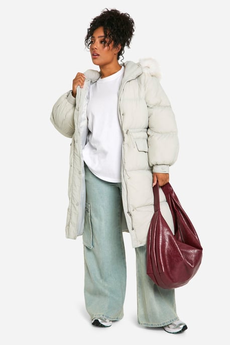 Plus Faux Fur Hood Padded Parka - Image 3