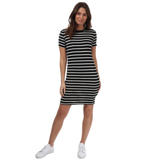 Women's Brave Soul Striped T-Shirt Dress in Black