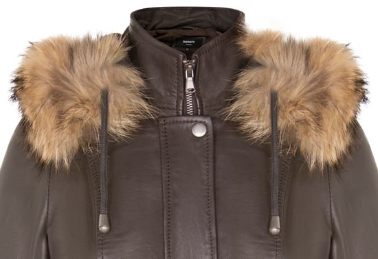 Warm women's leather parka jacket with hood - Northwich