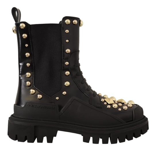 Dolce & Gabbana Kvinnors Svarta Läder Stålhätta Kampskor - Image 1