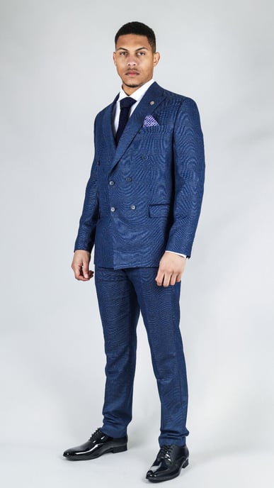 Men's Classic Blue Double Breasted 2-Piece Suit - Image 4
