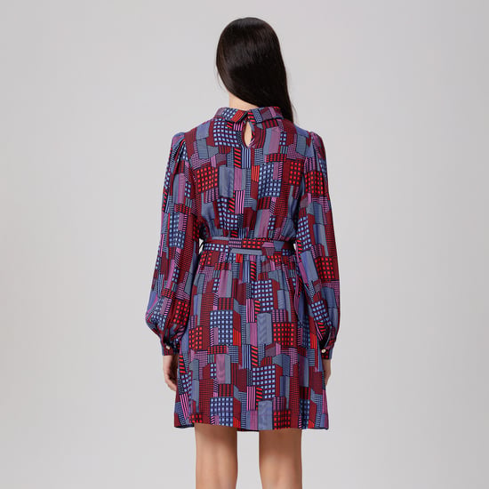 Korte blouse-jurk met grafische print - Image 5