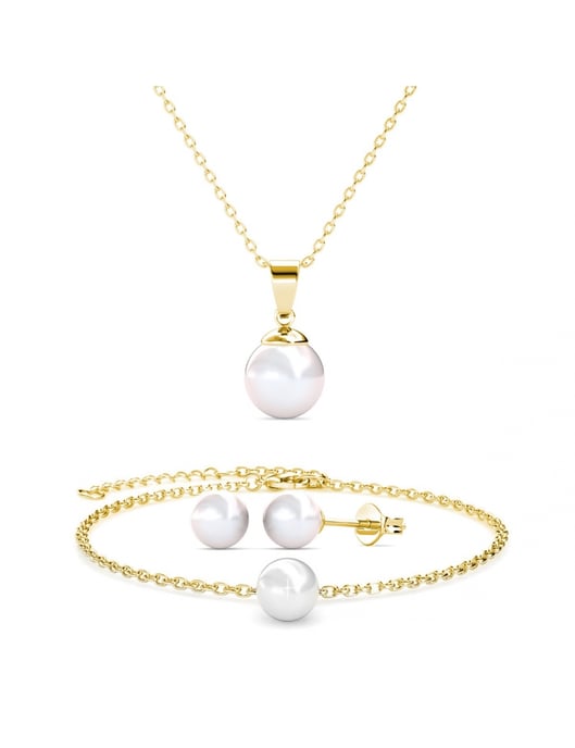 Pärlemor Trio Set - Guld och vitt - Image 1