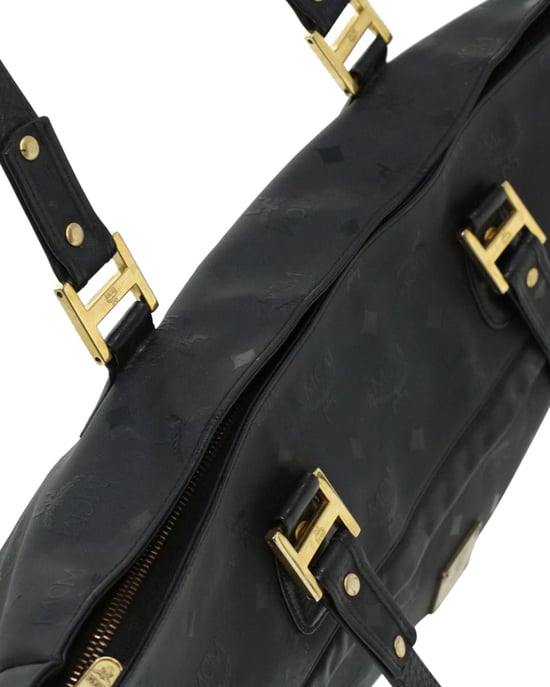 MCM Vicetos Logogram Shoulder Bag PVC Leather Black Auth ti758 - Image 6