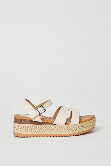 Romaia Comfort Cutout Medium Espadrille Covered Wedge Sandals