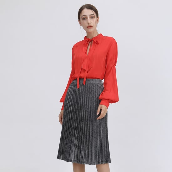 Skimrande kjol med solpleats - Image 4