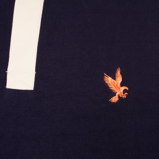 Grey Hawk Long Sleeve Rugby Polo Shirt in Navy