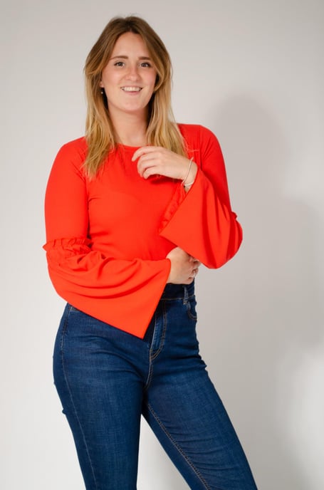 Ribbed Trumpet Sleeve Top