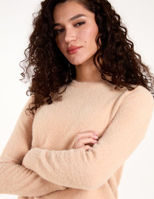 Fluffy Knit Scoop Neck Jumper