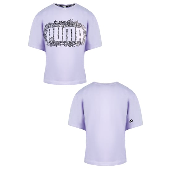 Puma x Mr Doodle Short Sleeve Crew Neck Lilac Womens Cropped T-Shirt 598654 88