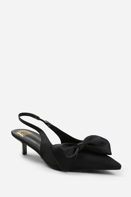 Wheres That From Womens 'Spain' Wide Fit Low Kitten Heels Pointed Toe Bow Detail