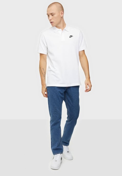 Nike Sportswear Club Mens Polo Shirt in White - Image 4