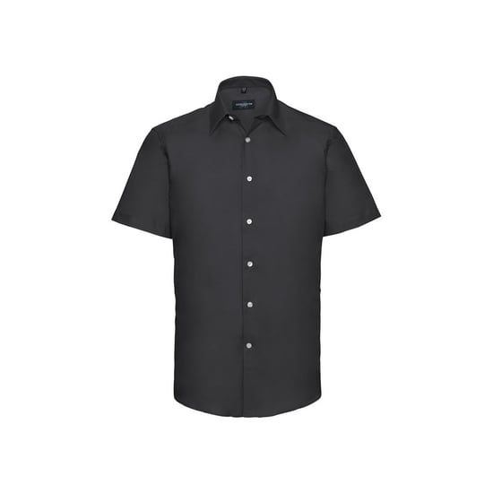 Russell Collection Heren Oxford Getailleerde Overhemd met Korte Mouwen (Zwart) - Image 1