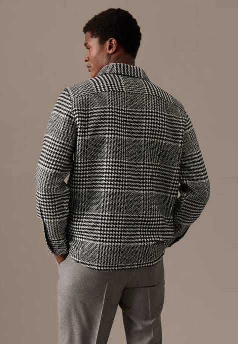 Autograph Mens Wool Blend Overshirt Black/White Check - Image 2
