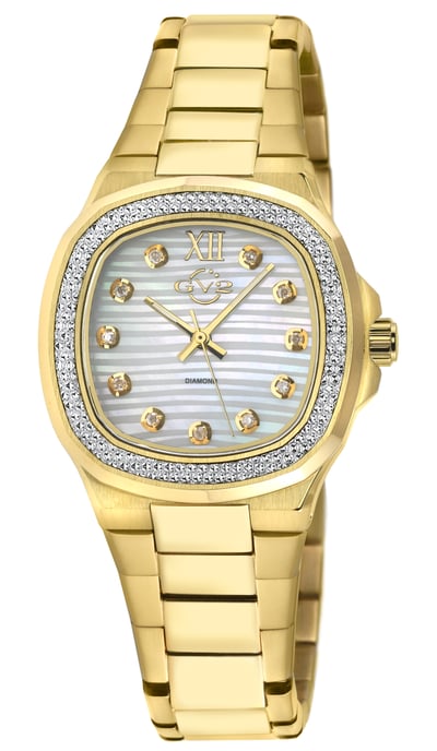 GV2 Potente Lady White MOP dial, 316L Stainless Steel IPYG Diamond Swiss Quartz Watch