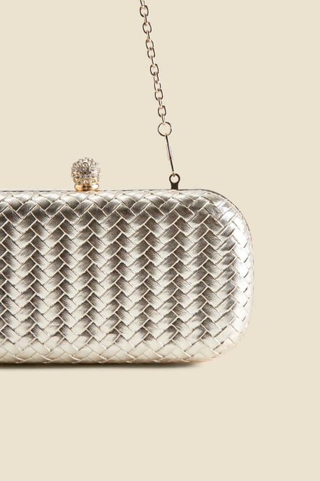 Gold Woven Clutch Bag