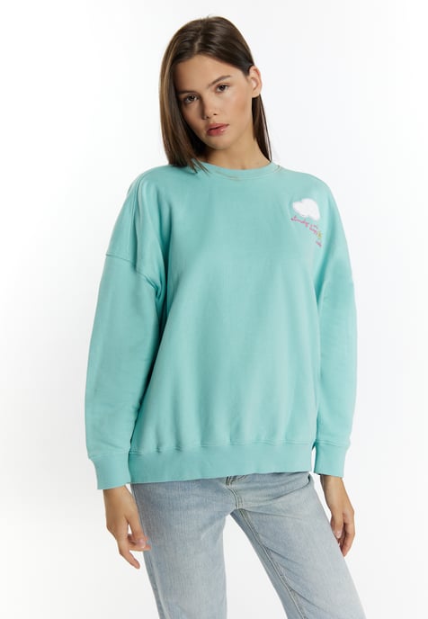 Mymo Sweatshirt met applicatie Dames aqua - Image 2