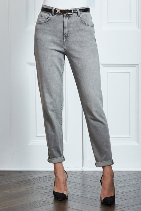 Mid Grey Slim Leg Mom Jeans