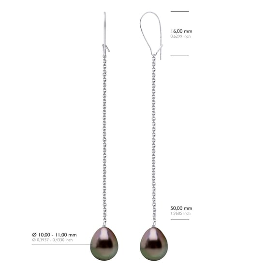 Earrings Real Cultured Tahiti Pearls Pear 10-11 mm - Image 2