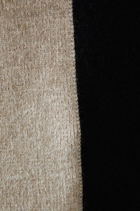Colour Block High Neck Knitted Tunic