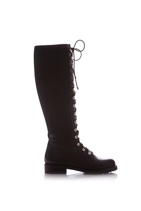 'Sanoma' Black Leather Knee High Boots