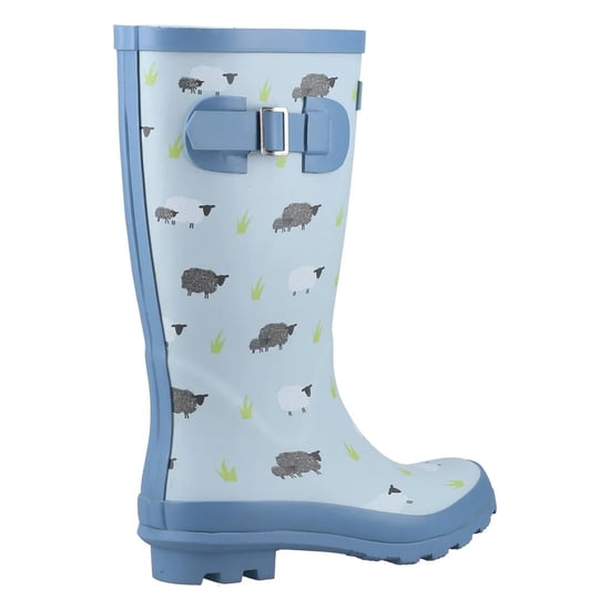 Cotswold Womens/Ladies Farmyard Sheep Wellington Boots (Blue)