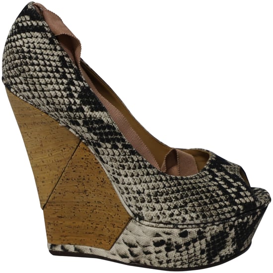 Lanvin Ribbon Strap Wood Wedge Peep-toe Sandals in Phyton Print Leather - Image 1