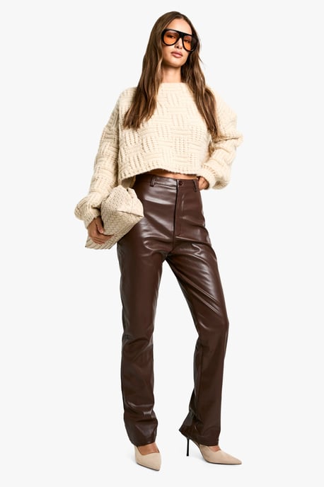 High Waisted PU Trousers - Image 3