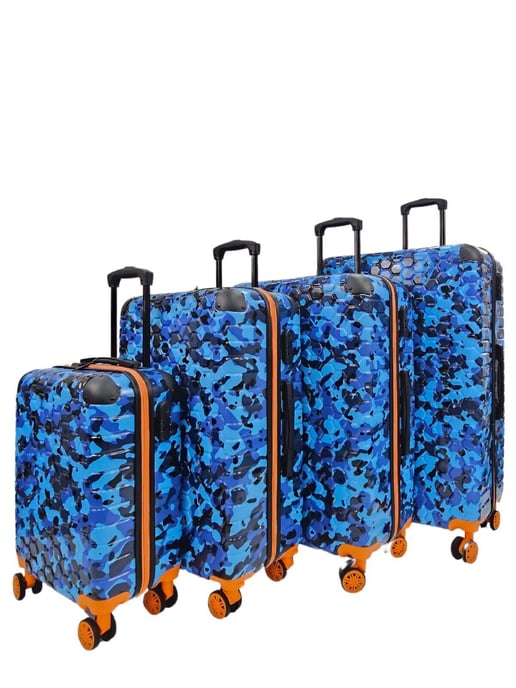 Hardshell Blue Cabin Suitcase Set Robust 8 Wheel ABS Luggage Travel Bags