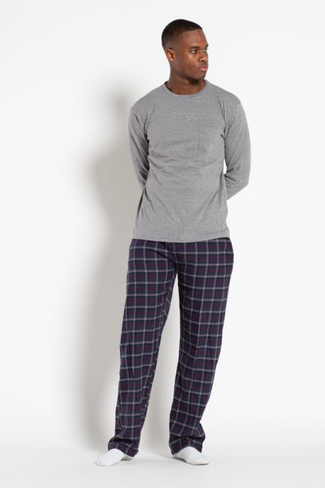 Cotton 2-Piece Top and Check Trouser Loungewear Set