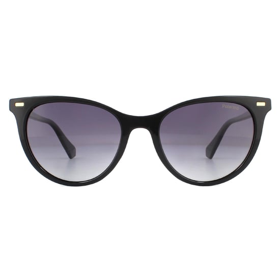 Polaroid Cat Eye Womens Black Grey Grey Gradient Polarized Sunglasses