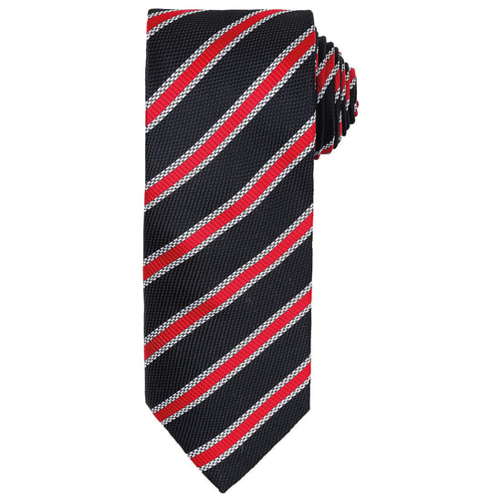Premier Mens Stripe Waffle Tie (Black/Red)