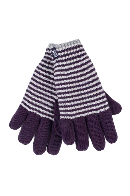Heat Holders - Womens Striped Fleece Lined Thermal Gloves - Image 1