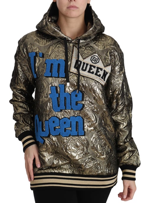 Dolce & Gabbana Jag är Drottningen Jaquard Guld Sweatshirt Hoodie - Image 4