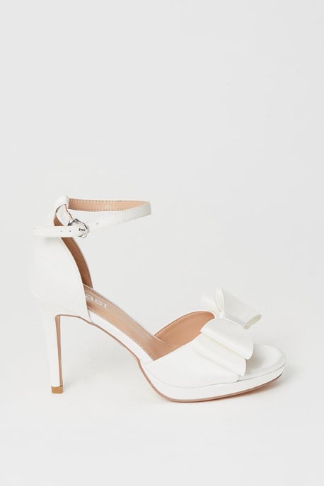 Tala Bridal Satin Structured Bow High Heel Platform Sandals - Image 2