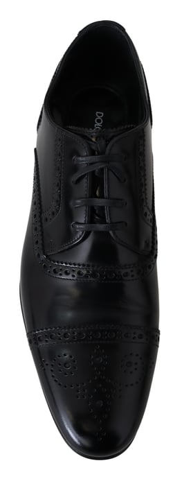Dolce & Gabbana Black Leather Men's Derby Formal Loafers Shoes