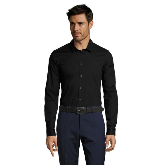 SOLS Heren Blake Stretch Shirt Met Lange Mouwen (Zwart) - Image 2