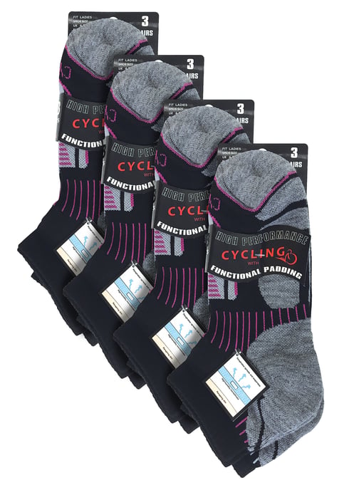 12 par multipack damcykelstrumpor | Sock Snob | svarta strumpor med låg skärning | idealiska för löpning, gym och sport - Svart - Image 2