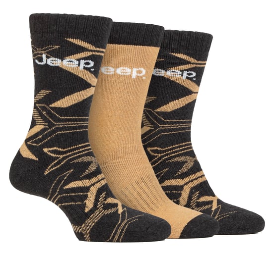 Mens Walking Boot Socks | Jeep | Fully Cushion Anti Blister Camoflauge Socks, Knitted Recycled Cotton Camo Socks - Khaki / Stone - Image 1