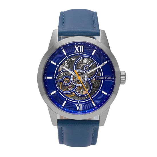 Heritor Automatic Jonas Leather-Band Skeleton Watch