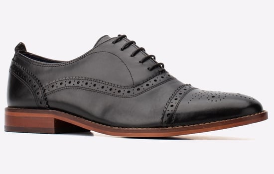 Base London Cast Waxy Leren Heren Zwarte Brogues Schoenen - Image 2
