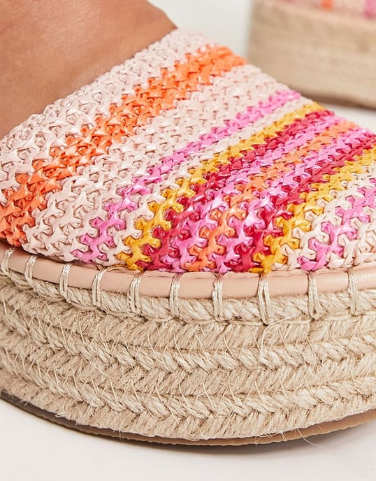 ASOS DESIGN Wide Fit Journal flatform espadrilles in bright multi
