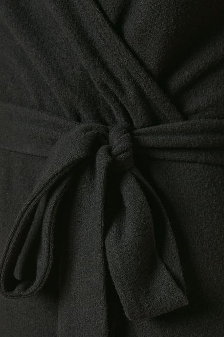 Brushed Wrap Belted Midi Dress