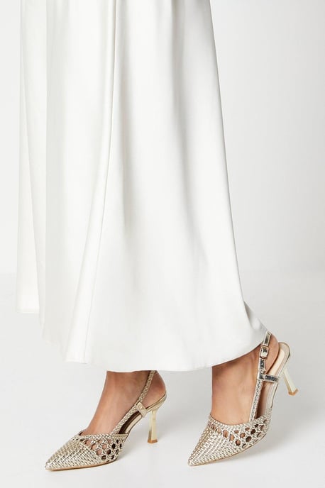 Darlena Basket Weave High Heel Slingback Court Shoes