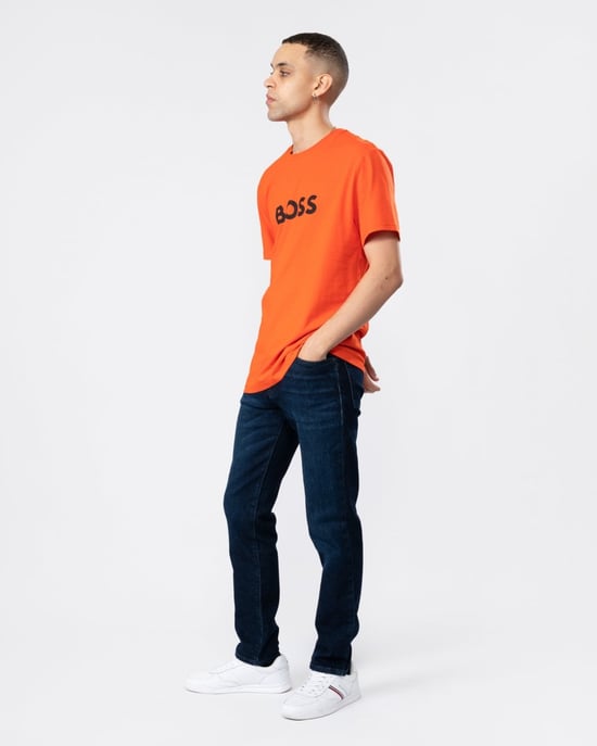 BOSS Orange Re.Maine Regular Fit Jeans in Dark Blue Comfort-Stretch Denim - Image 3