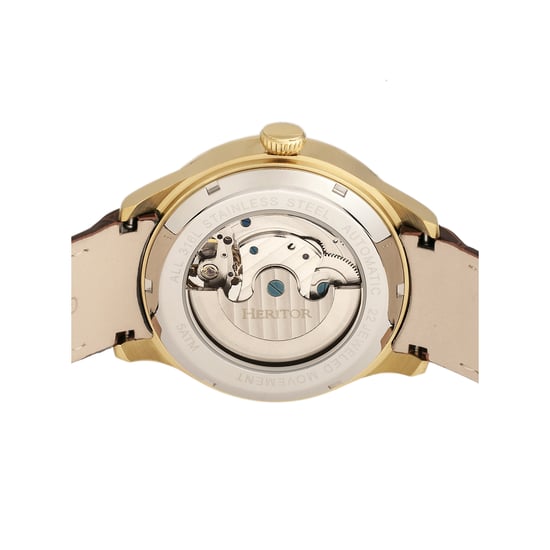 Heritor Automatic Gregory Semi-Skeleton Leather-Band Watch - Image 4