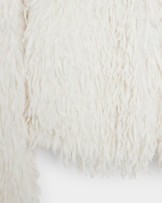 River Island Womens Jacket Cream Faux Feather Trophy - Image 4