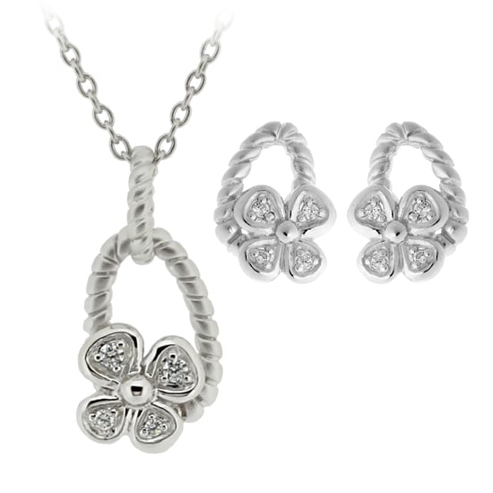 Orphelia Women's 925 Sterling Silver Set: Chain-Pendant + Earrings - Silver SET-6020 - Image 1