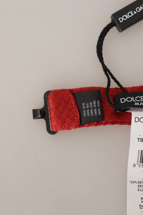 Dolce & Gabbana Red 100% Silk Adjustable Neck Papillon Men's Tie - Image 5
